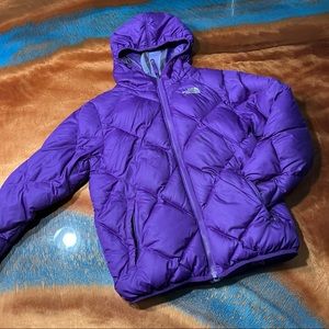 North Face 550 down hooded puffer jacket size L 14-16